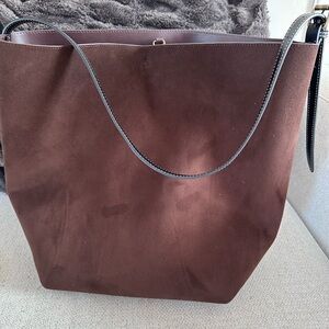 Elegant Brown Suede Tote Bag